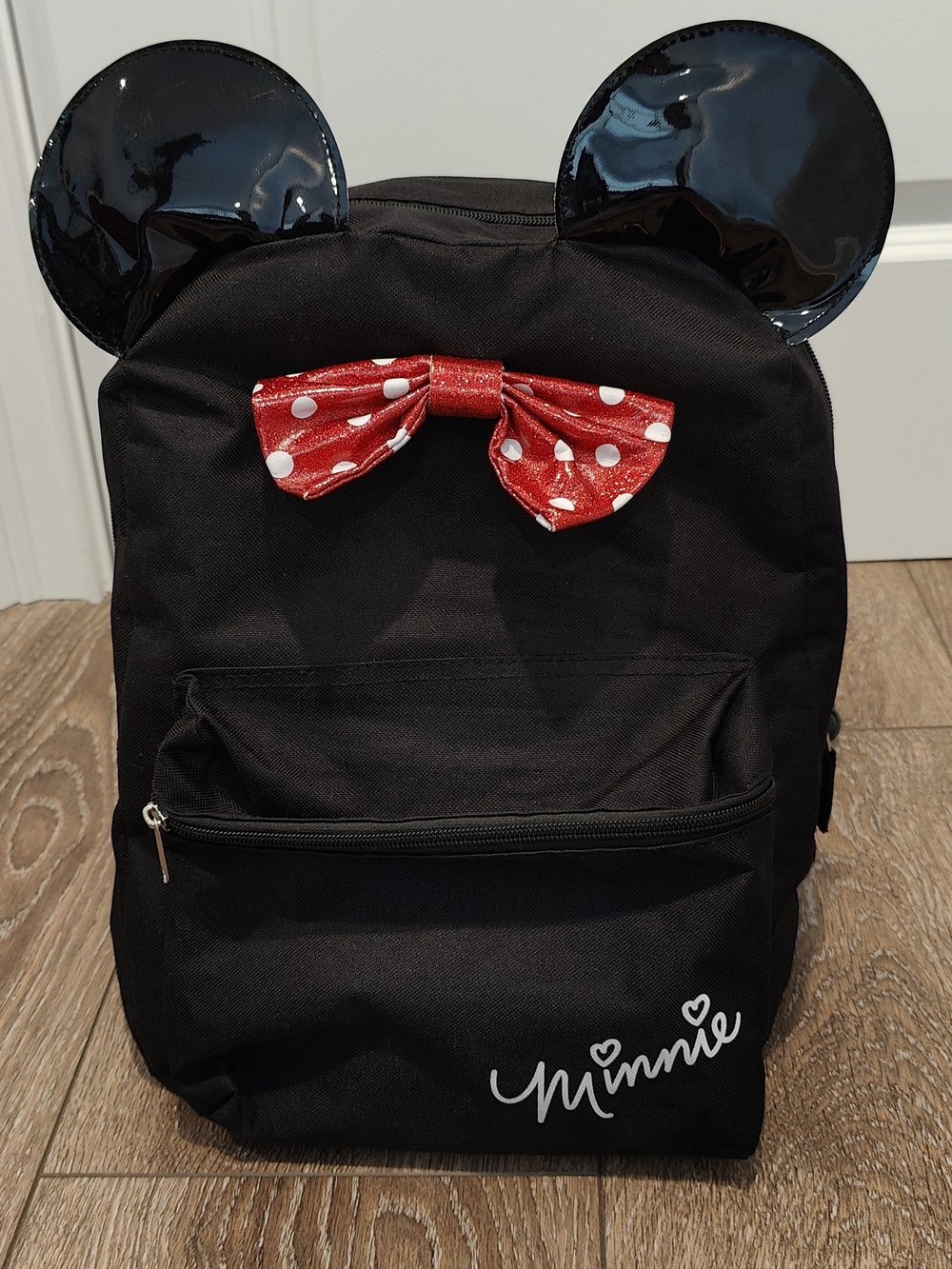 Disney Kids Black Backpack with Red Polka Dot Bow